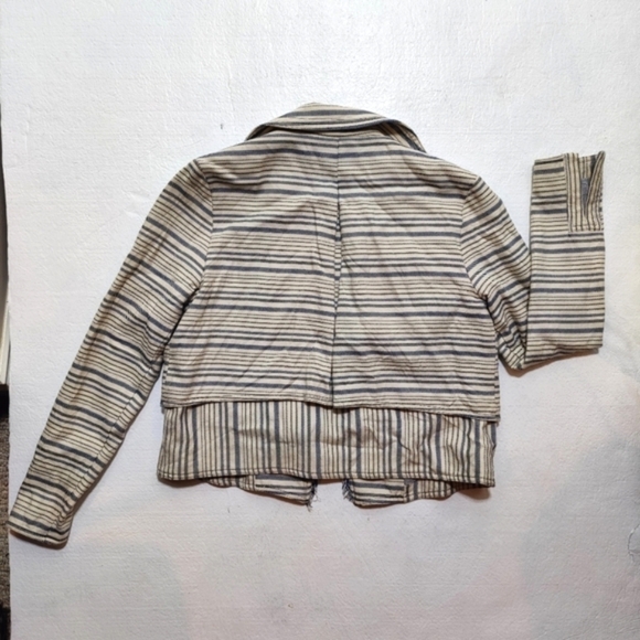 Anthropologie Greylin Striped Moto Blazer Jacket Women's XS Off White Blue - Picture 2 of 8